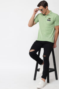 man stand with table