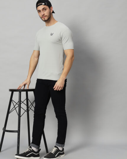 man stand with chair