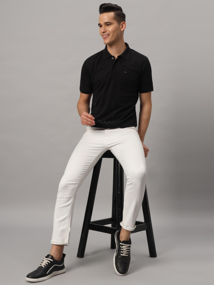 man sit on table