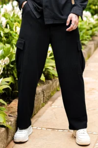 black jean wear by man
